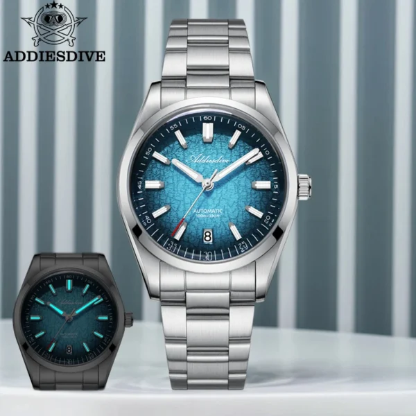 ADDIESDIVE Luxury Automatic Mechanical Watch NH35A Movement 316L Stainless Steel BGW9 Luminous 100M Water Resistant Bubble Glass