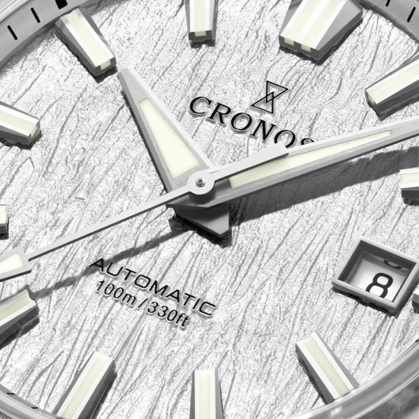 Cronos Men Watch 39mm Automatic Wristwatches White Dial Solid Links Sapphire 10 ATM L6037M